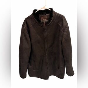 Tasso Elba Men's Faux Suede Fur Lined Coat Heavy Black Winter Size XXL